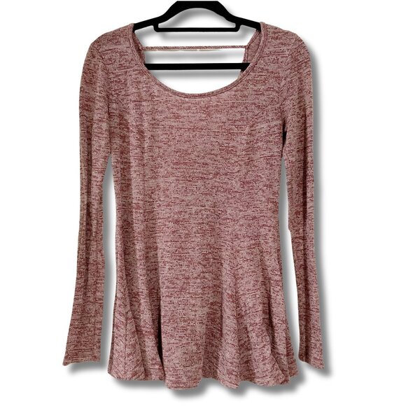 ACEMI Heathered dusty plum red white thin knit long sleeve top ~ XS SMALL shirt - Picture 1 of 13